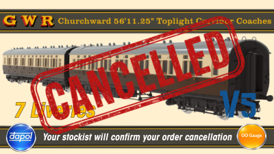 OO Gauge GWR Churchward 56'11.25" Toplight Corridor Coach Project Cancelled