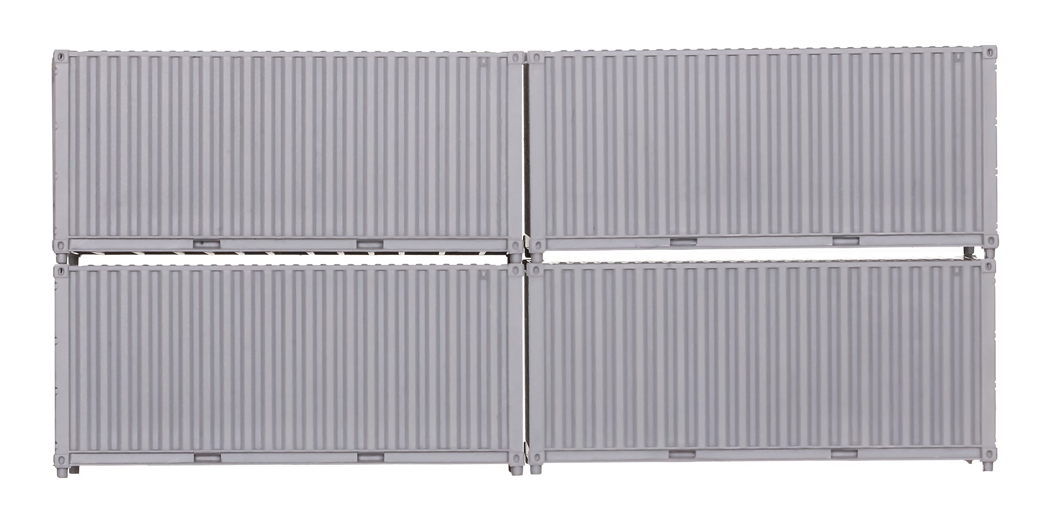 2A-000-035 N Gauge 20 Ft Container 4 Pack Unpainted