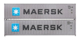 2F-028-101 N Gauge 40 Foot Container Twin Pack MSKU A MRKU B Weathered