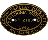PLATE-AB-2183F 2183 WPR No 15 Andrew Barclay Worksplate Full Size Replica