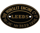 PLATE-HE-3839T 3839 Wimblebury Hunslet Worksplate Third Size Replica