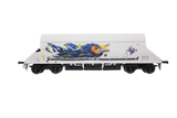 7F-026-003G1 O Gauge HIA Ftlnr White Hvy Haul Limestone Hopper 369027 Graffiti