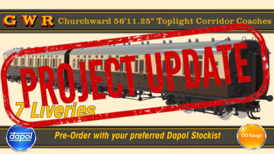 OO Gauge GWR Churchward 56'11.25" Toplight Corridor Coach EOI - Update