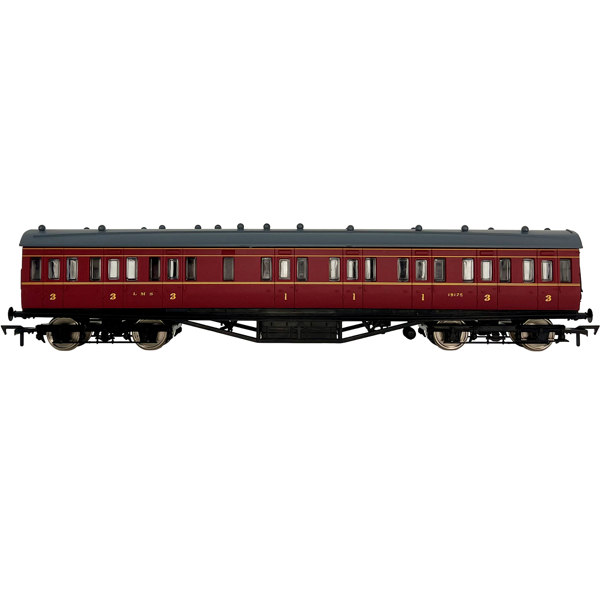 4P-010-102 OO Gauge 57ft Stanier Non-Corr Composite 19175 LMS Lined Maroon
