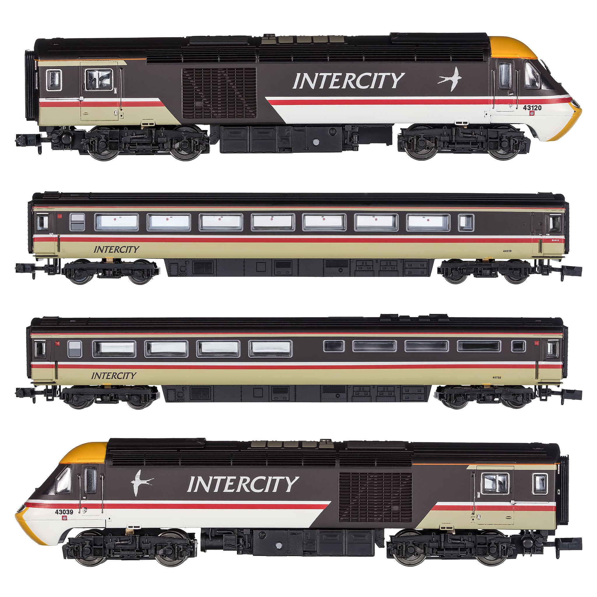 2D-019-014 N Gauge Class 43 HST Intercity Swallow Livery 43120 & 43039