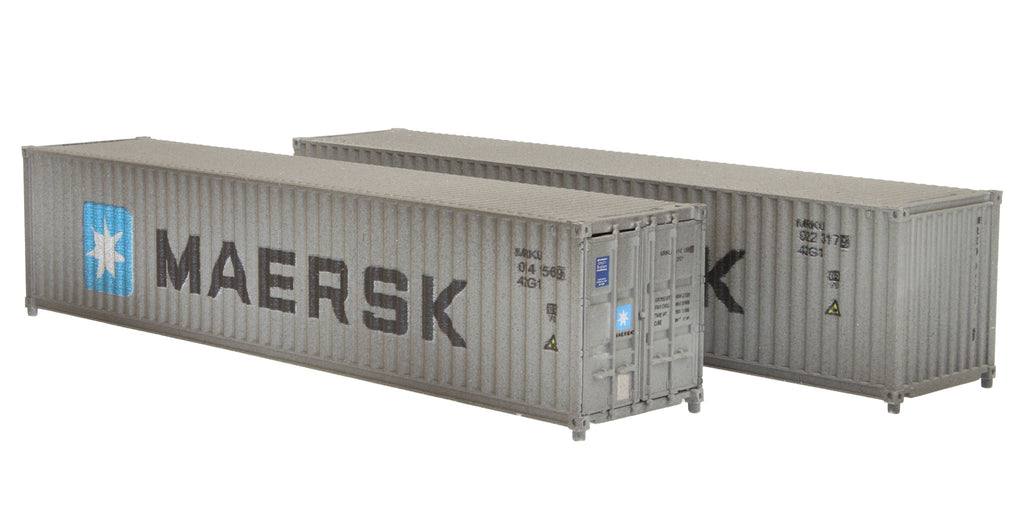 2F-028-113 N Gauge 40 FT Container Maersk MRKU 014156 9 & 022317 9 Weathered