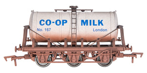 4F-031-130 OO Gauge 6 Wheel Milk Tanker Co-op 167 Weathered