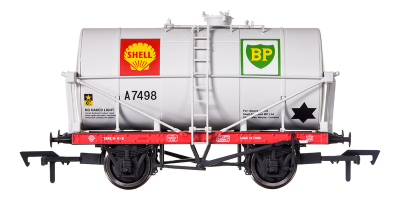 4F-058-002 14T Tank Wagon Class A Shell BP Silver A7493– Dapol