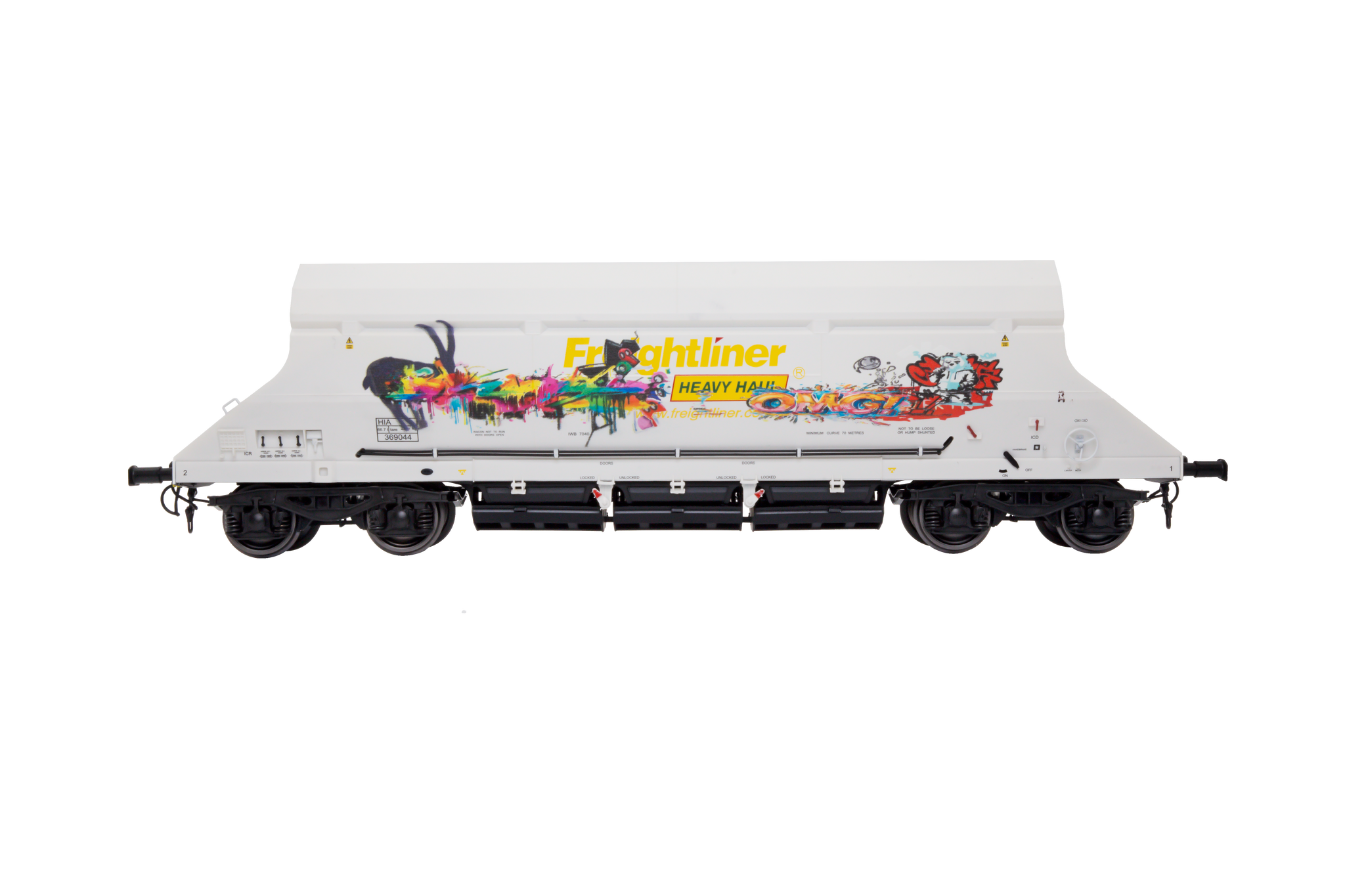 7F-026-004G1 O Gauge HIA Ftlnr White Hvy Haul Limestone Hopper 369044 Graffiti