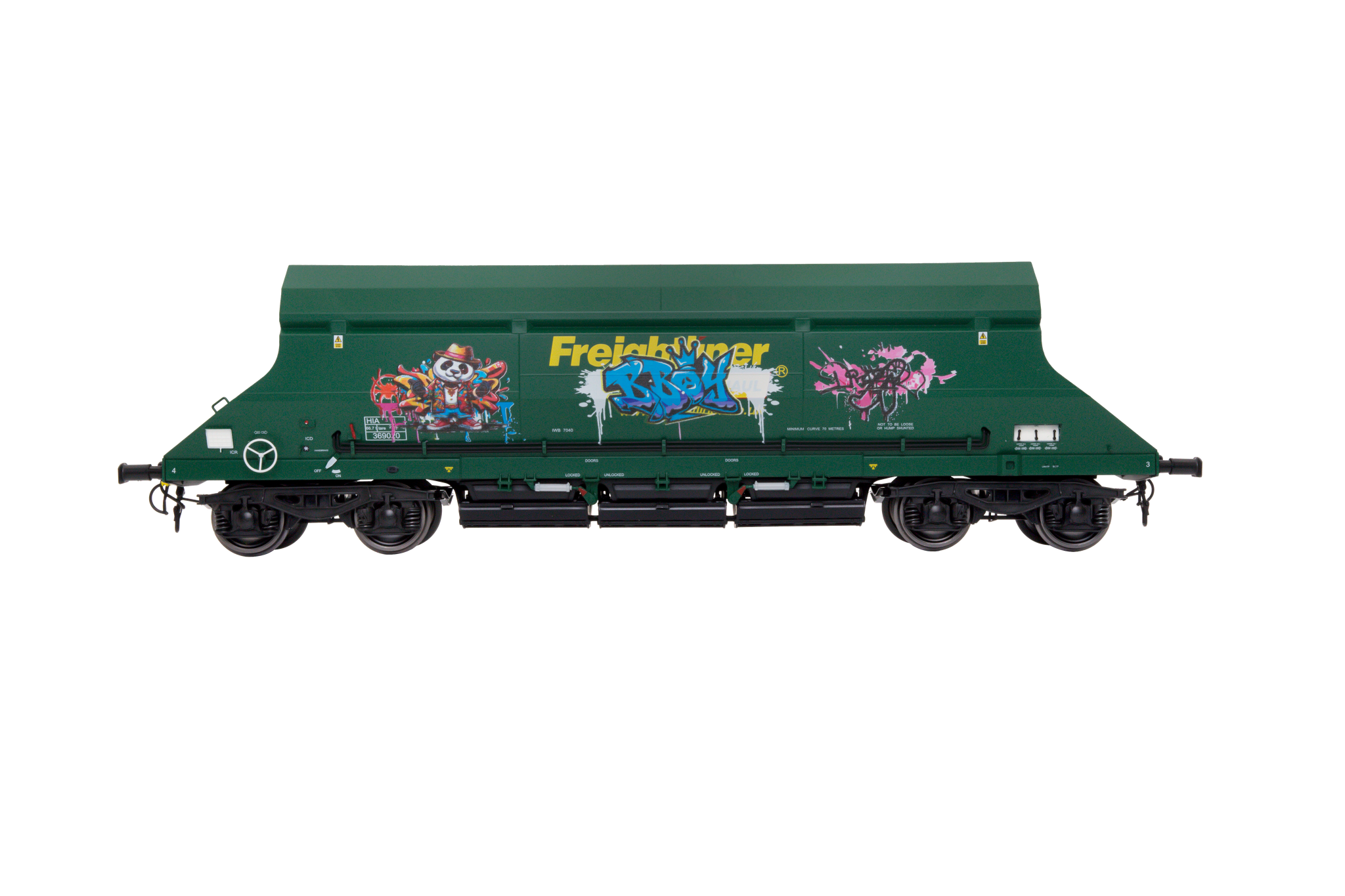 7F-026-006G1 O Gauge HIA Ftlnr Green Hvy Haul Limestone Hopper 369002 Graffiti