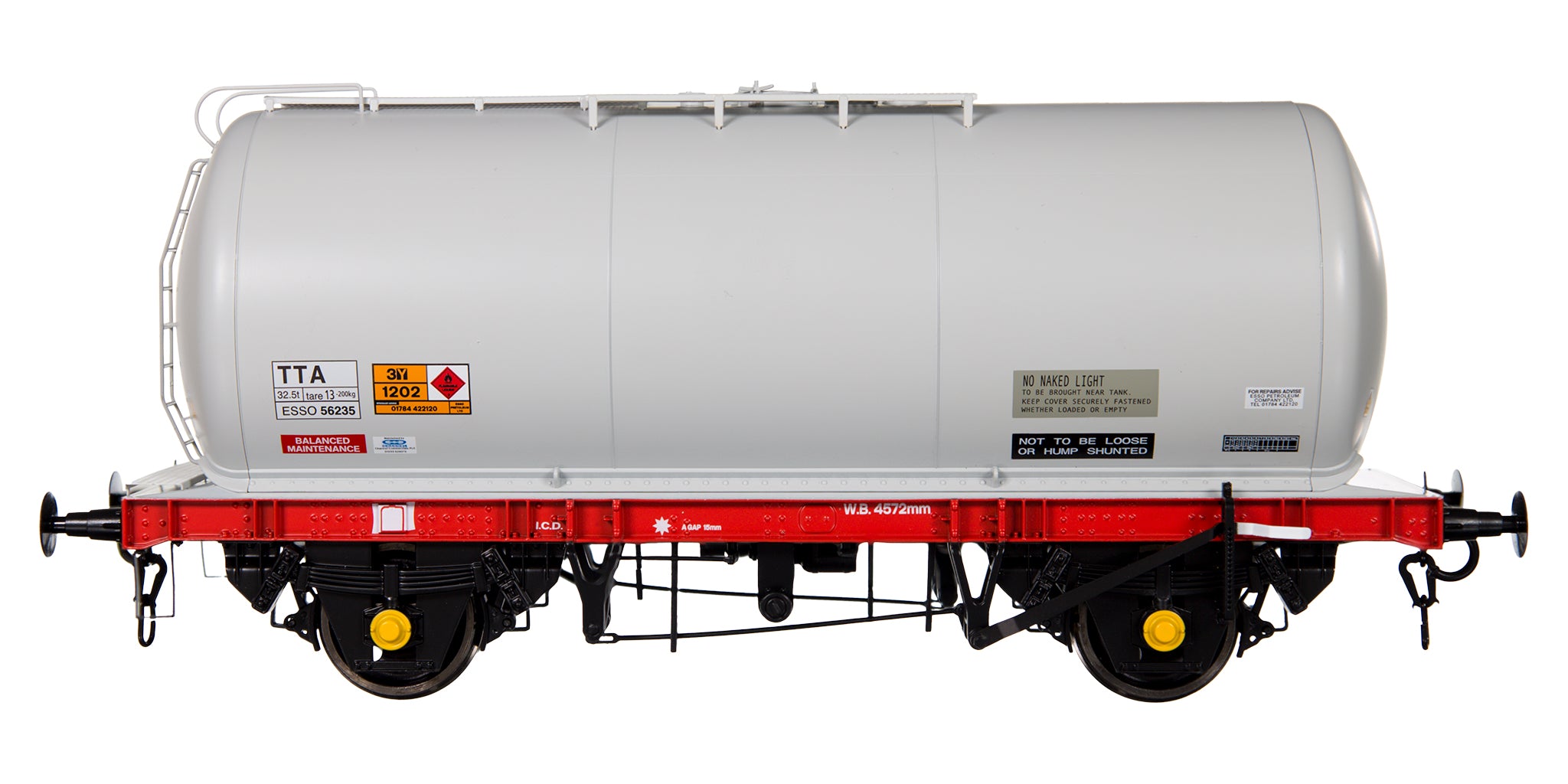 7F-064-010 O Gauge TTA 45T Tanker Esso Grey/red Chassis 56235 Drawing A2