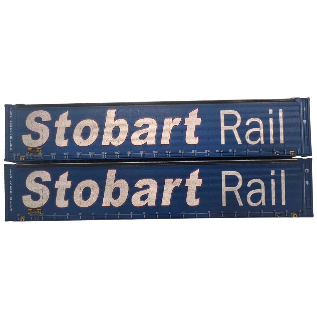 4F-028-155 OO Gauge 45 FT Curtsin Side Ctnr Stobart Rail 450043-9 & 450091-1 Wthd