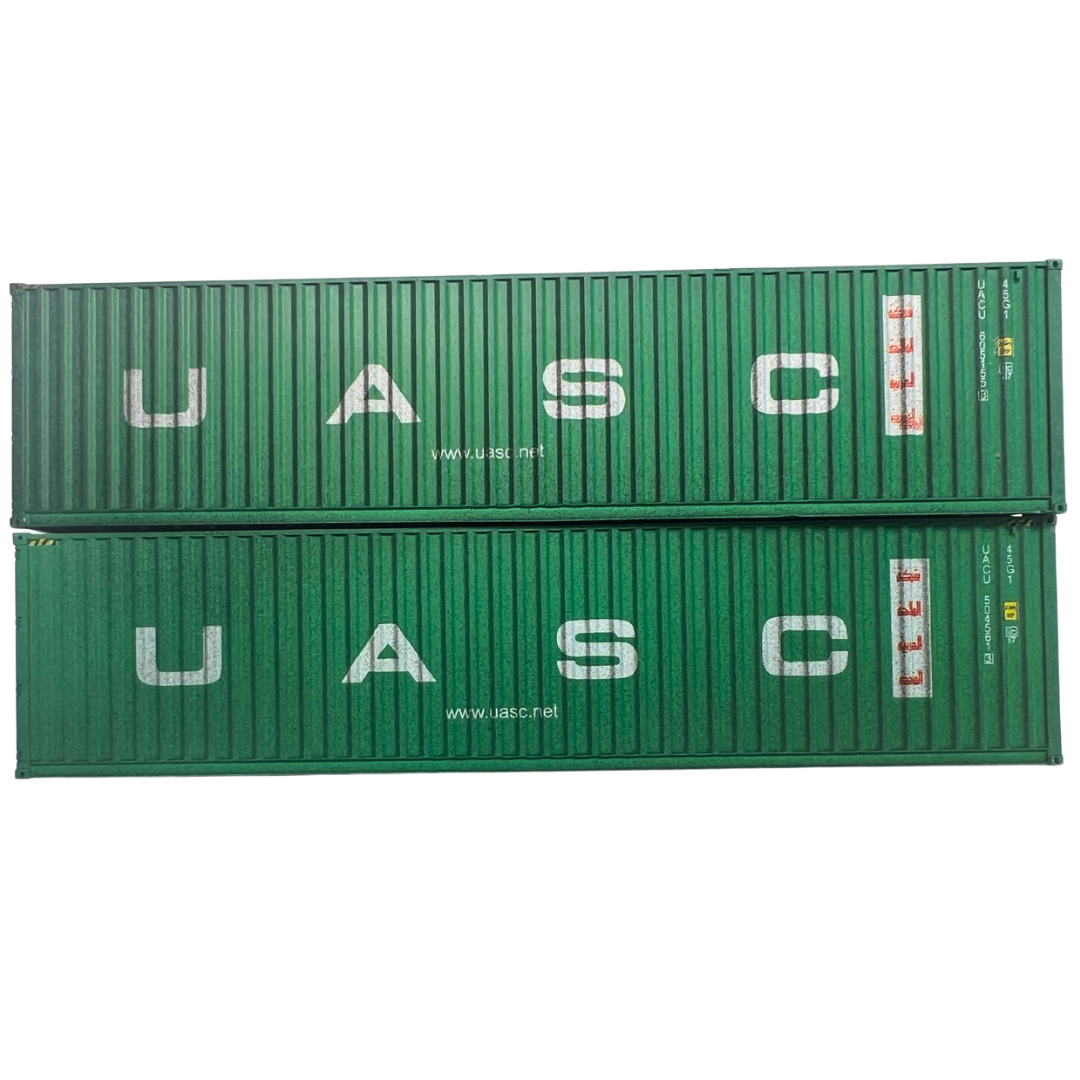 4F-028-226 OO Gauge 40ft High Cube C'tnr UASC Twin Pack Weathered