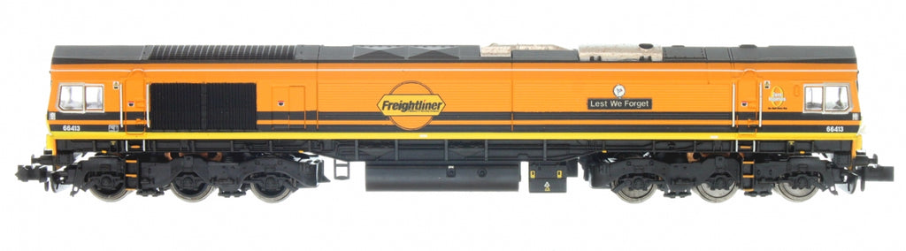 2D-007-013 N Gauge Class 66 66413 Freightliner Orange & Black Lest We Forget