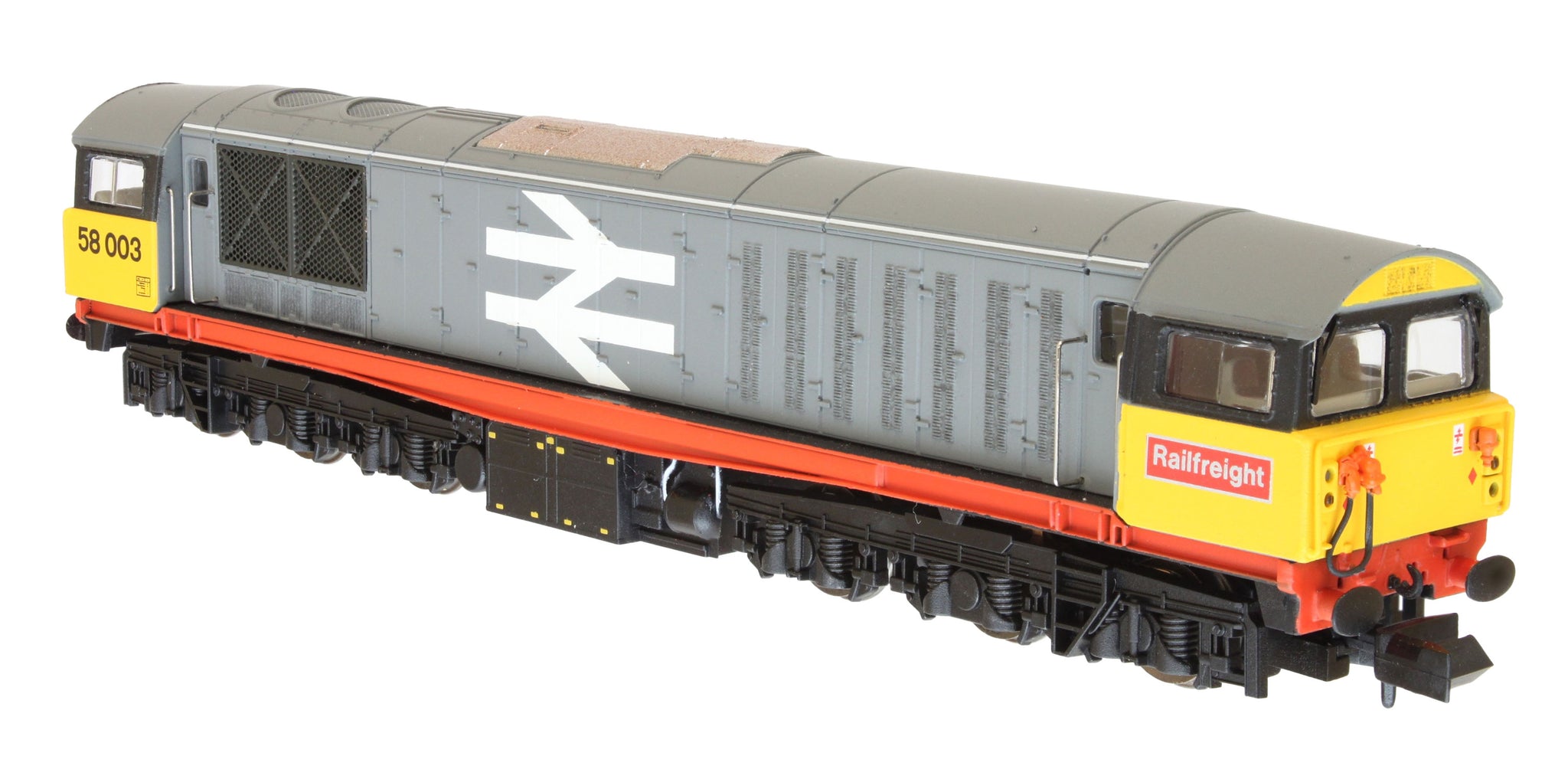 2D-058-002D N Gauge Class 58 Railfreight Revised Front Logo Red Stripe 58020 DCC Fitted