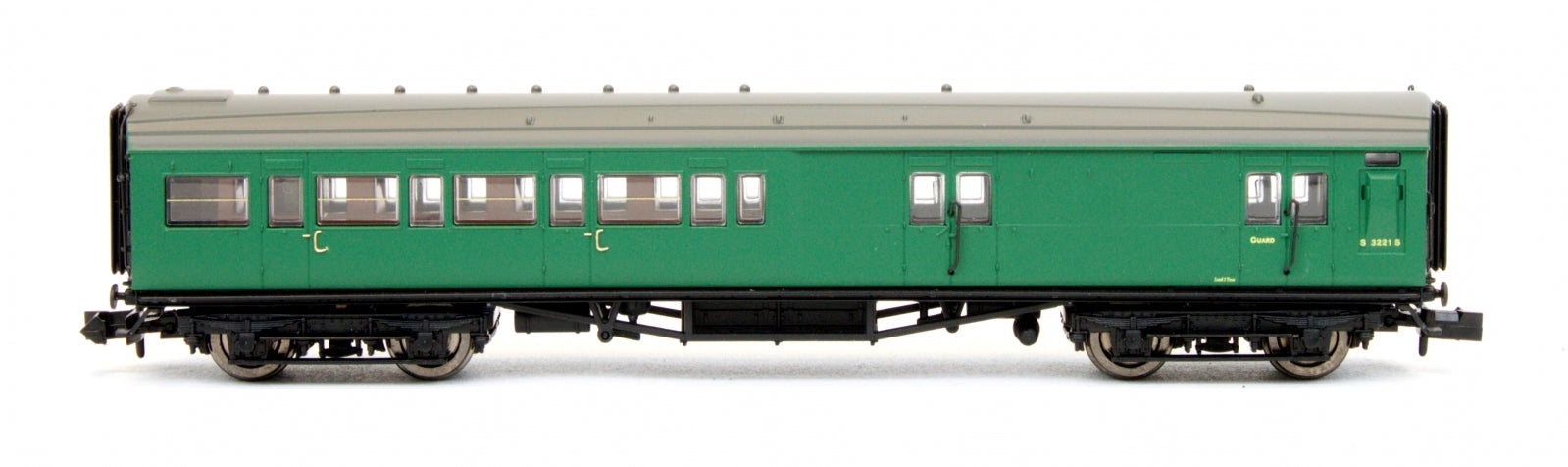 2P-012-356 N Gauge Maunsell Coach BR Brake 3rd Class SR Green 3221