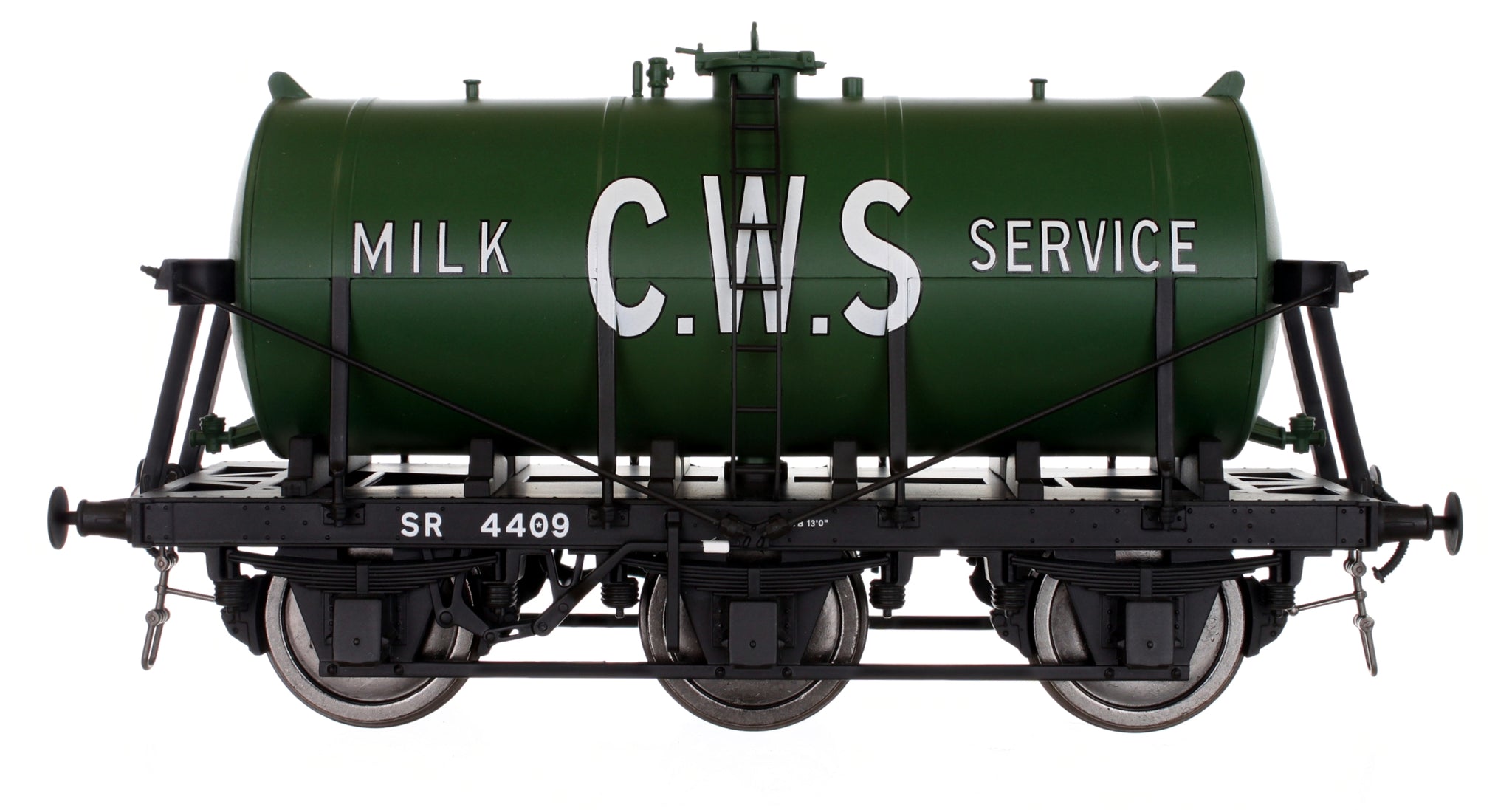 7F-031-008 O Gauge 6 Wheel Milk Tanker CWS Green 4409