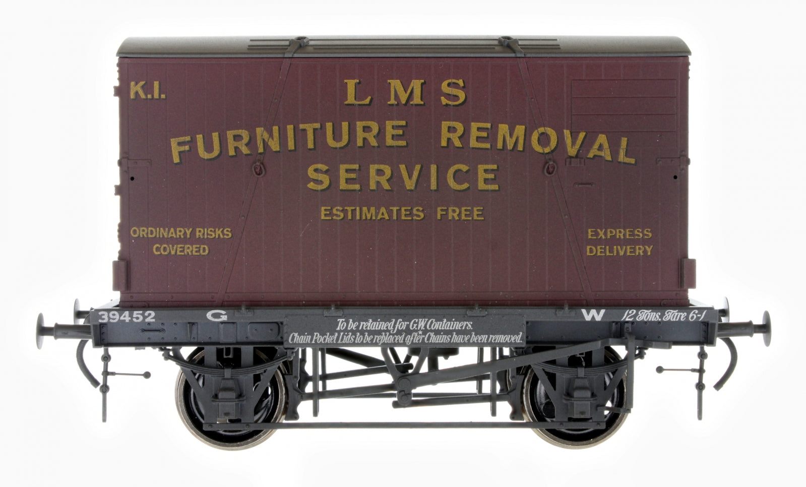 7F-037-009W O Gauge Conflat & Container LMS Furniture Removal Weathered