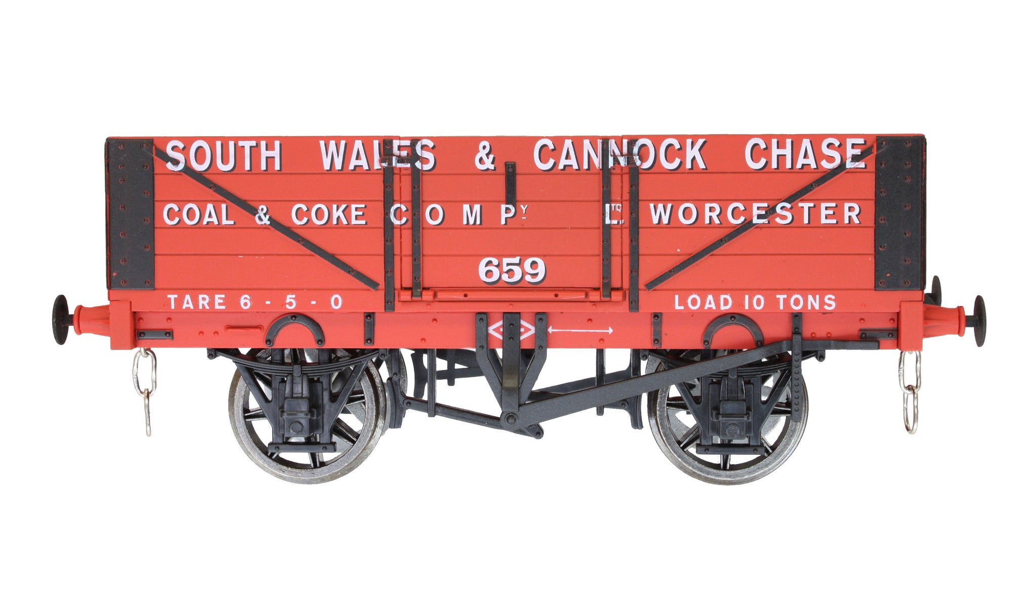 7F-051-055 O Gauge 5 Plank Open Wagon South Wales Canock Chase 659 Red